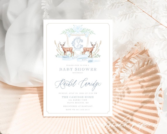 Deer invitation - Deer antlers invitation - Deer shower invitation - baby shower invitation - Hunting Invitation - Deer