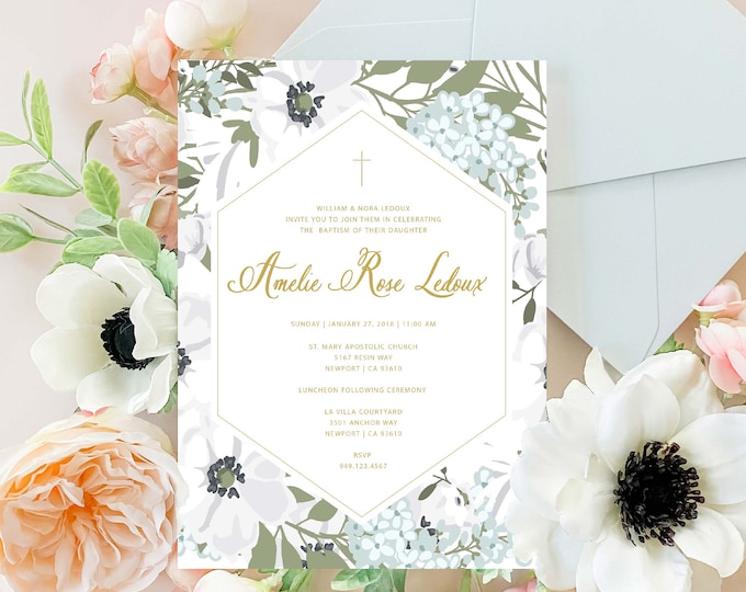 102 - Baptism invitations - baptism invitation - christening Invitation - cross invitation - religious invitation - baptism - dedication