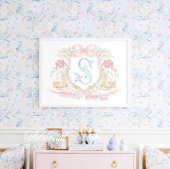 Pink Western Nursery Print, Rodeo Girls Wall Art, Monogram