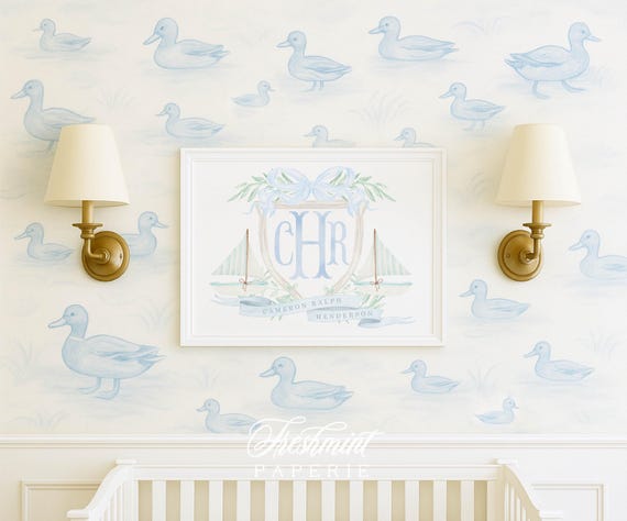 Nautical wall art, Nautical nursery, Nursery name print, Sailboat nursery art, Sailboat wall art, Nautical nursery, Sailboats, Monogram