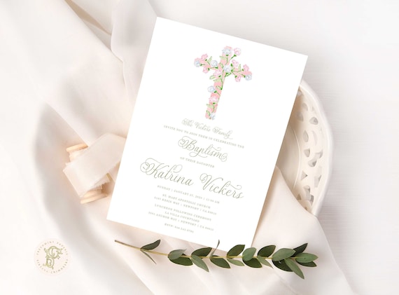 Baptism invitations - baptism invitation - christening Invitation - cross invitation - religious invitation - baptism - dedication - 144