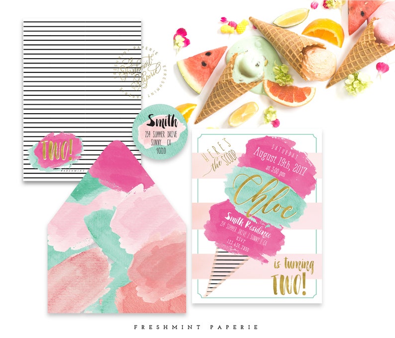 Printable Invitations Ice Cream Invitation Ice Cream Theme | Etsy