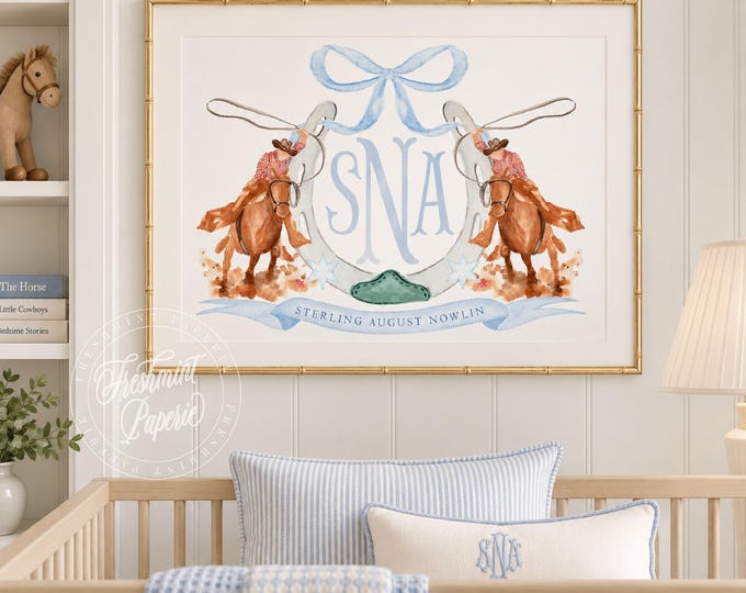 Personalized Cowboy Horse Nursery Print • Western Monogram Baby Room Decor