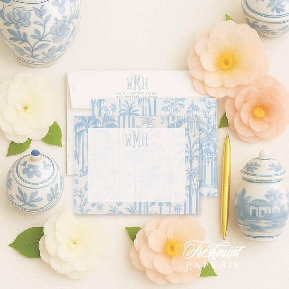 Personalized Stationery - Monogram Note Cards - Monogram Stationery Note Cards - Stationery Suite - Chinoiserie