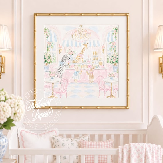 Nursery Wall Art, Bunny art, Ice Cream Parlor, Grandmillennial, Chinoiserie