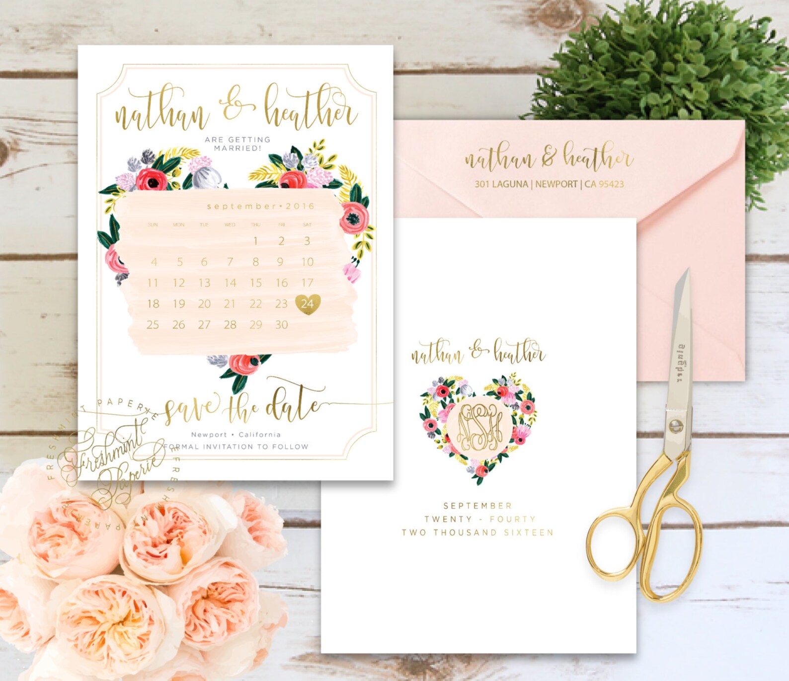 Printable Invitations Save the Date Calligraphy Floral - Etsy