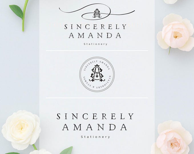 Custom Logo Design: Modern Business Branding, Calligraphy Monogram