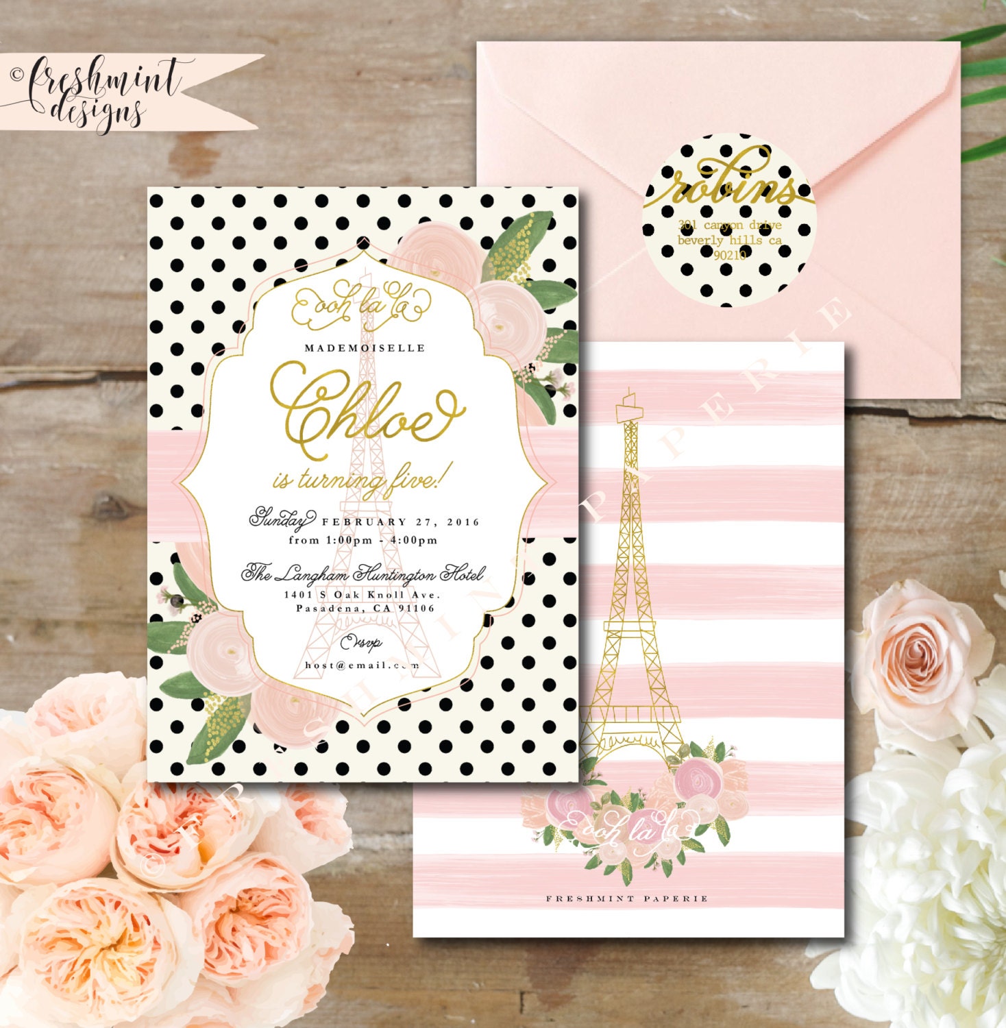Paris Invitations French Invitation Parisian Birthday Invitation Parisian Invitation Floral Paris Freshmint Paperie