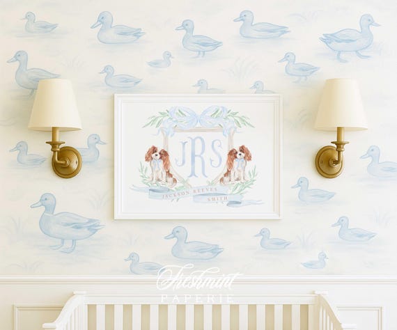 Cavalier Nursery Monogram Print, King Charles Spaniel, Baby Boy