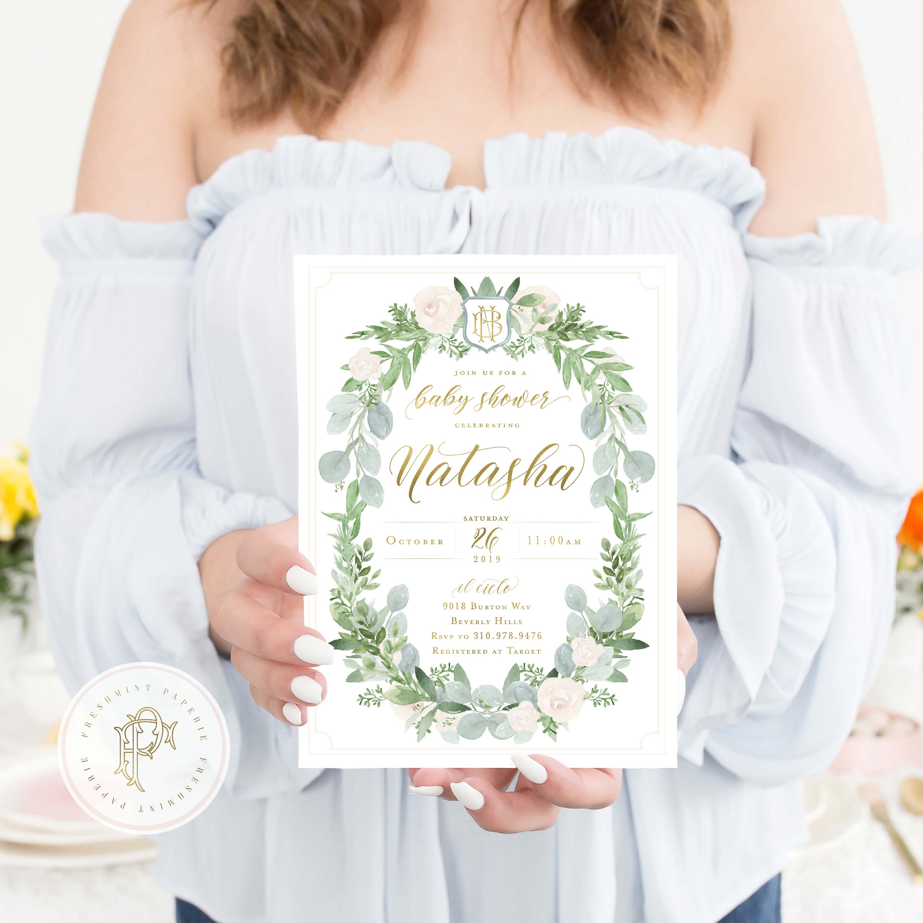Baby Shower Invitation Neutral, Floral Baby Shower Invitation, Neutral Baby Shower Invitation ...