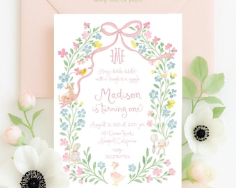 Mother Goose Birthday Invitation: Whimsical Nursery Rhyme (Digital File)