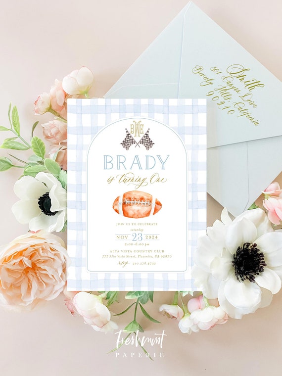 Football Watercolor invitation, Football invitation, Tailgate Party Birthday Invitation, Boys Birthday Invitations, Sports invitation