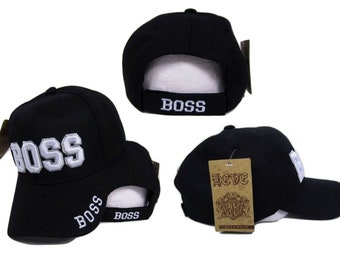 Boss Black With White Letters Embroidered Baseball Cap Hat (RAM)