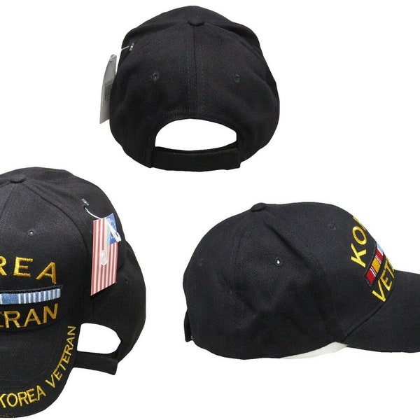 Black Korean War Veteran Ribbon Baseball Hat Cap Embroidered Brand New