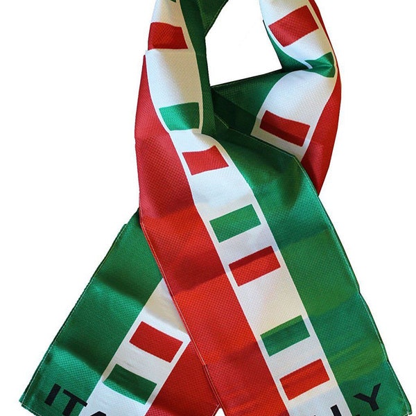 Italy Italian Country Lightweight Flag Printed Knitted Style Scarf 8"x60"