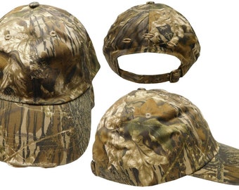 Plain Real Tree Camouflage Distressed Cotton Adjustable Embroidered Cap Hat