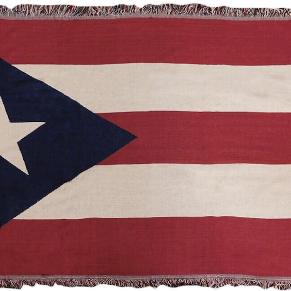 Puerto Rico Rican Flag 4ft x 6ft Cotton Woven Throw Blanket Super Comfy