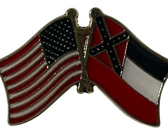 USA 50 Star & Mississippi State Enamel Wavy Friendship Flags Motorcycle Hat Cap Lapel Pin