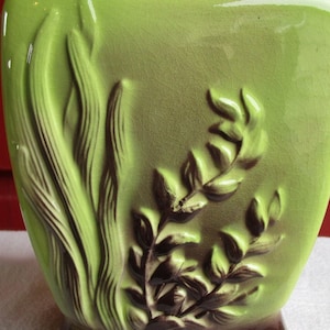 Royal Copley Marine Footed Mid-Century Vase Sage Green & Brown