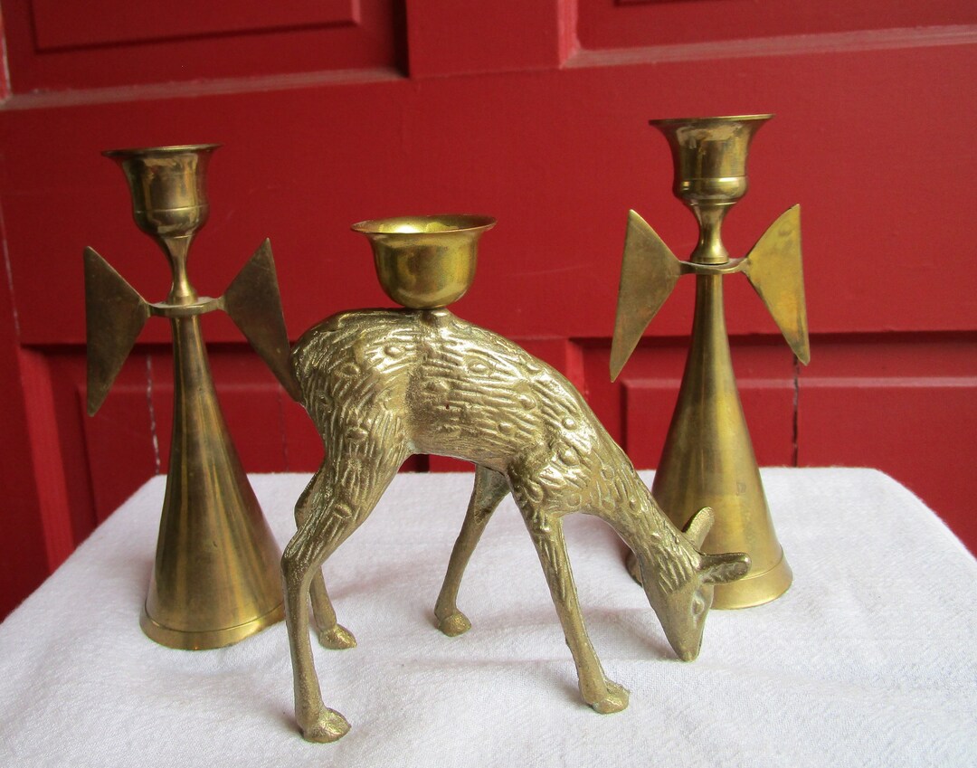 Brass Angels and Reindeer Vintage Brass Christmas Ornaments Etsy