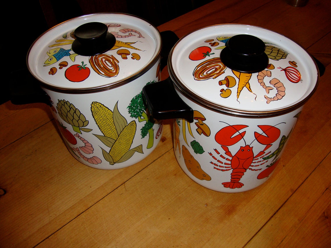 Vintage Enamel Stock Steamer pot with divider and steamer Etsy