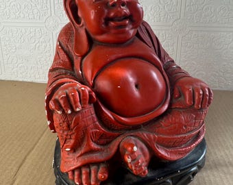 vintage happy Buddha Figure Figurine seated statue Budha budda Japanese