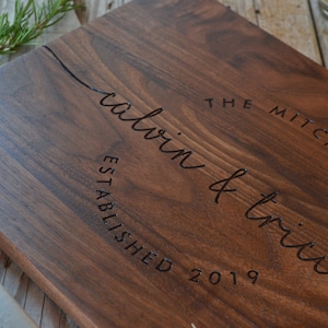 Walnut Wood Personalized Cutting Board | Engraved Custom Wedding Gift | Anniversary Gift | Newlywed | For Couples