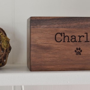 Walnut Wood Pet Urn | Memorial Box | Simple | Cat | Dog | Personalized |  Custom Engraved | Cremation Urn