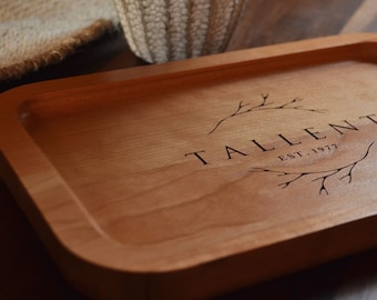 Wedding Gift | Catch-All | Cherry Wood | Jewelry Tray | Office Gift | Anniversary Gift | Valet | 9" x 6"