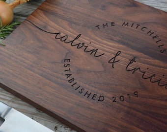 Personalized Engraved Cutting Board | Custom Wedding Gift | Walnut Wood | Anniversary Gift | Newlywed | Housewarming