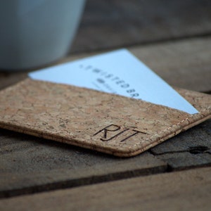Cartera de corcho minimalista delgado, titular de la tarjeta, personalizado, vegano / vegetariano cartera ecológica