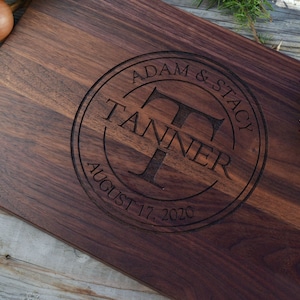 Walnut, Cherry, or Maple Wood Personalized Cutting Board | Cheese Board | Engraved Custom Wedding Gift | Anniversary Gift | Housewarming