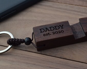 Father's Day | New Dad Gift | Phone Holder Keychain | Solid Walnut Wood | Personalized | Custom Engraved