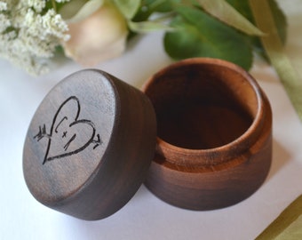 Proposal Personalized Ring Box | Solid Walnut Wood | Engraved Round Box | Trinket Box | Wedding | Ring Holder | 2" round