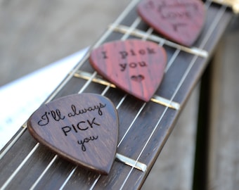 Dad Gift | Personalized Guitar Pick, Solid Hardwood, Engraved, Father's Day, Music Lover's Gift