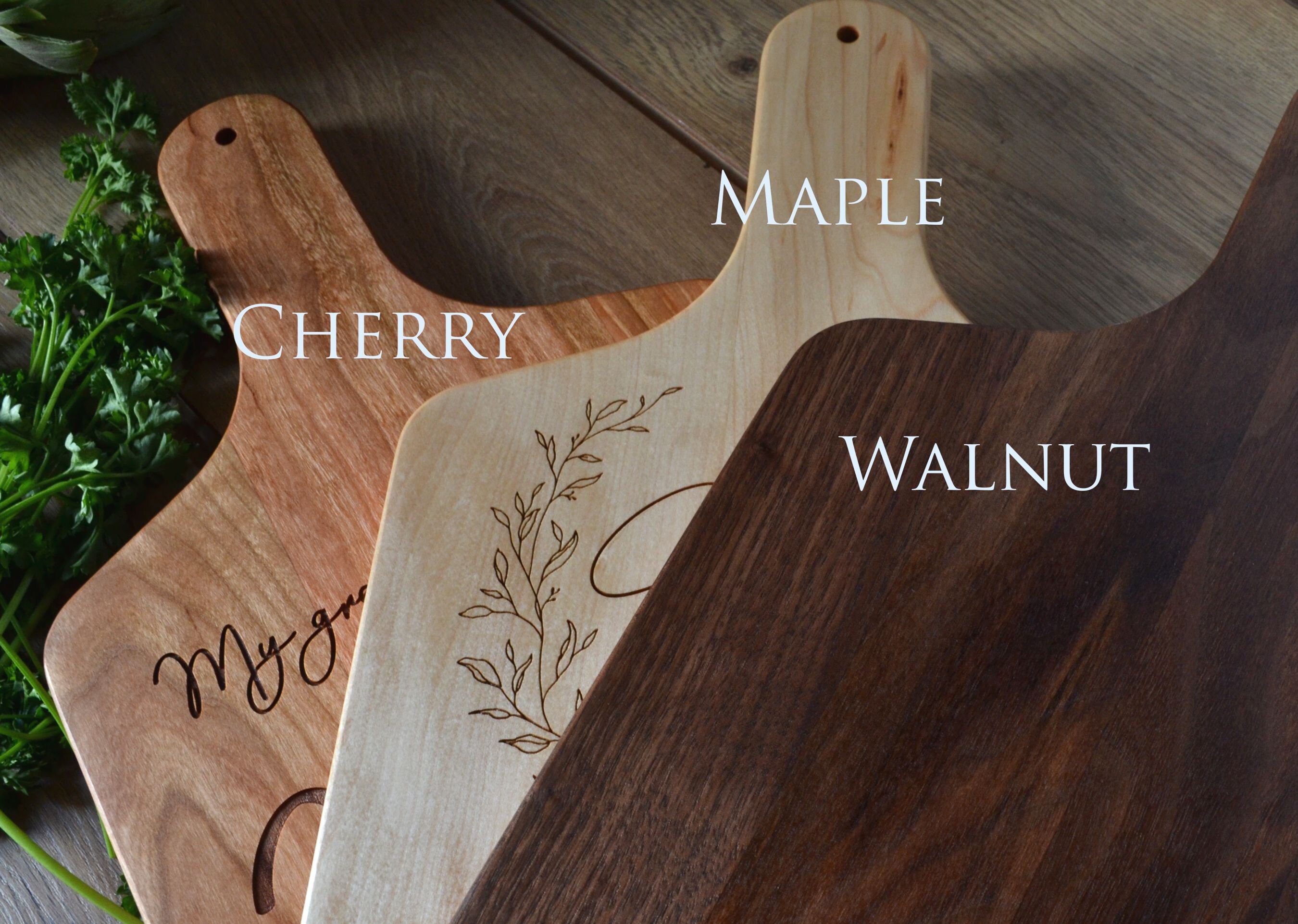 Cutting Board With Handle Hardwood Personalized Custom Etsy