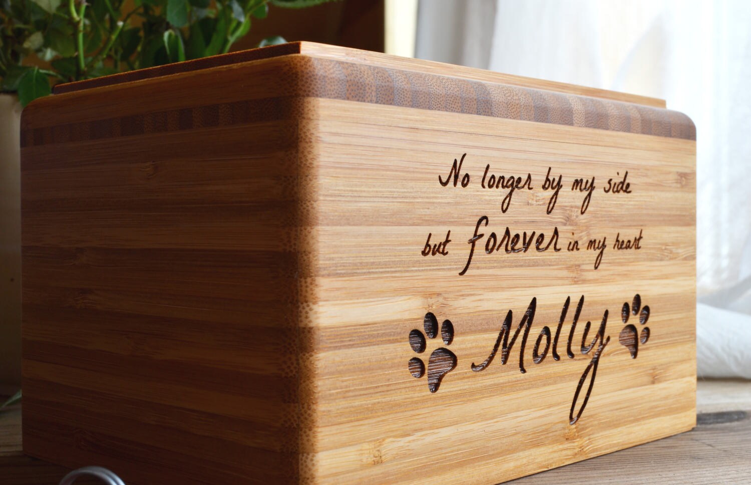 Pet Urn Memorial Box Bamboo or Cedar Personalized Dog Etsy
