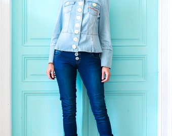 Denim Blazer* Gloss Button