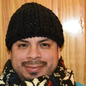 Chunky Crocheted Beanie Hat - Black