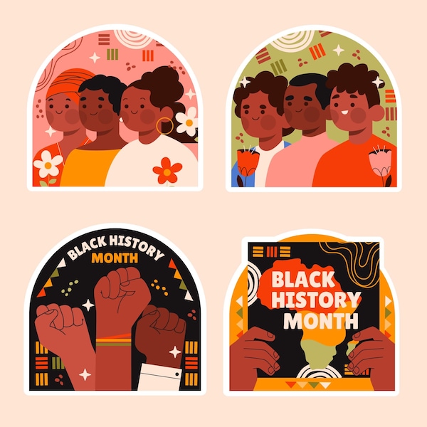 Digital Download - Sheet of 4 Printable Black History Month Stickers