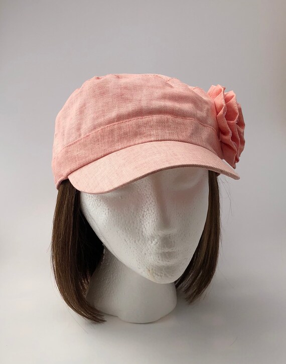 salmon colored hat