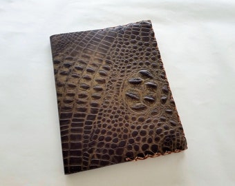 Croco Composition Book Cover, Leather Book Cover, Refillable Croco Notebook