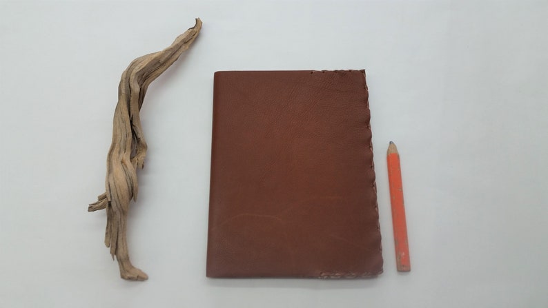 Leather Composition Book Cover Brown Refillable Notebook Image 0