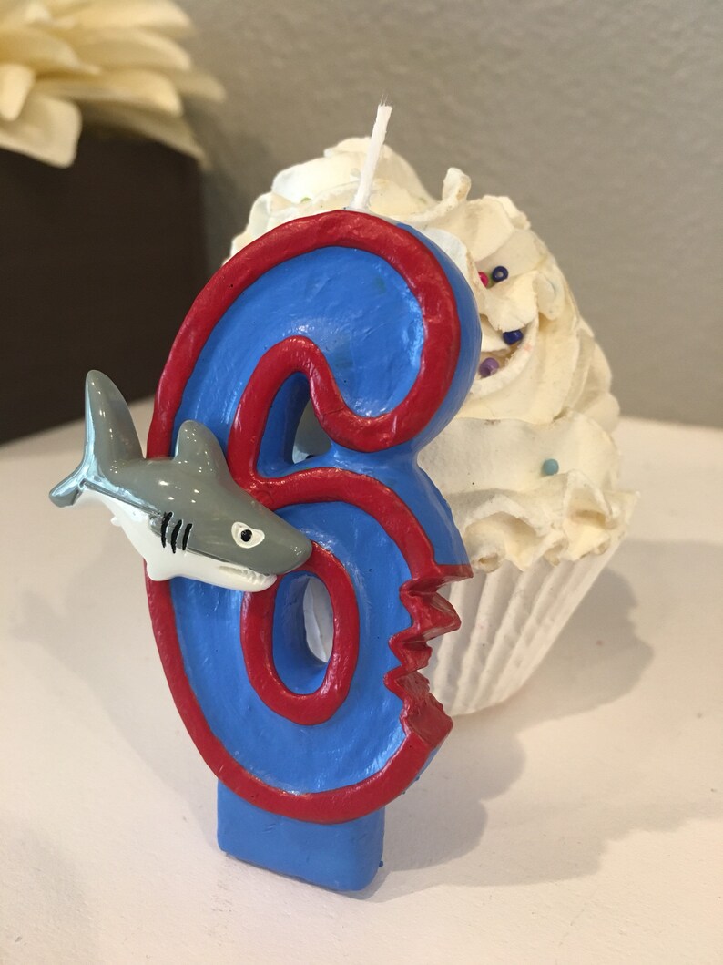 3 Inch Tall Shark Attack Birthday Candle Any Number Etsy