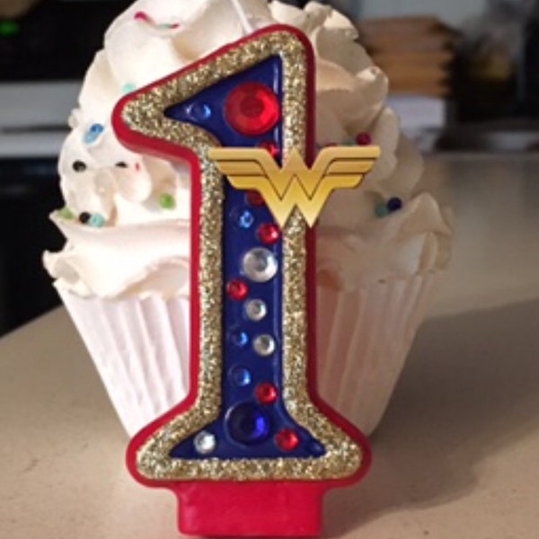 3 inch tall women super hero birthday candle - any number!