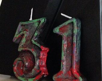 3 inch tall Zombie inspired birthday candle - any number