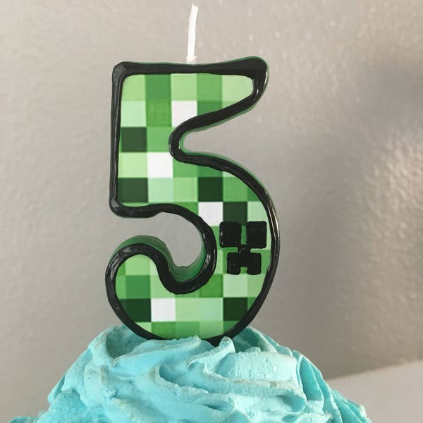 3 inch tall Minecraft Creeper birthday candle - any number!