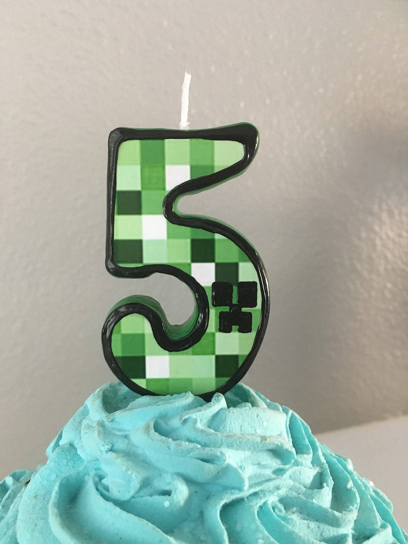 3 inch tall Minecraft birthday candle any number Etsy