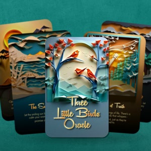 Oráculo dos Três Passarinhos - Inspirado por Letras - Adivinhação - Ferramentas de Adivinhação - Cartas de Afirmação - Cartas do Oráculo - Letras do Oráculo