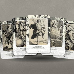 Tarot mystique - Arcanes majeurs - Gravure - Jeu de tarots - Dire la bonne aventure - Outils de divination - Cadeau de tarot - Cartes illustrées - Tarot